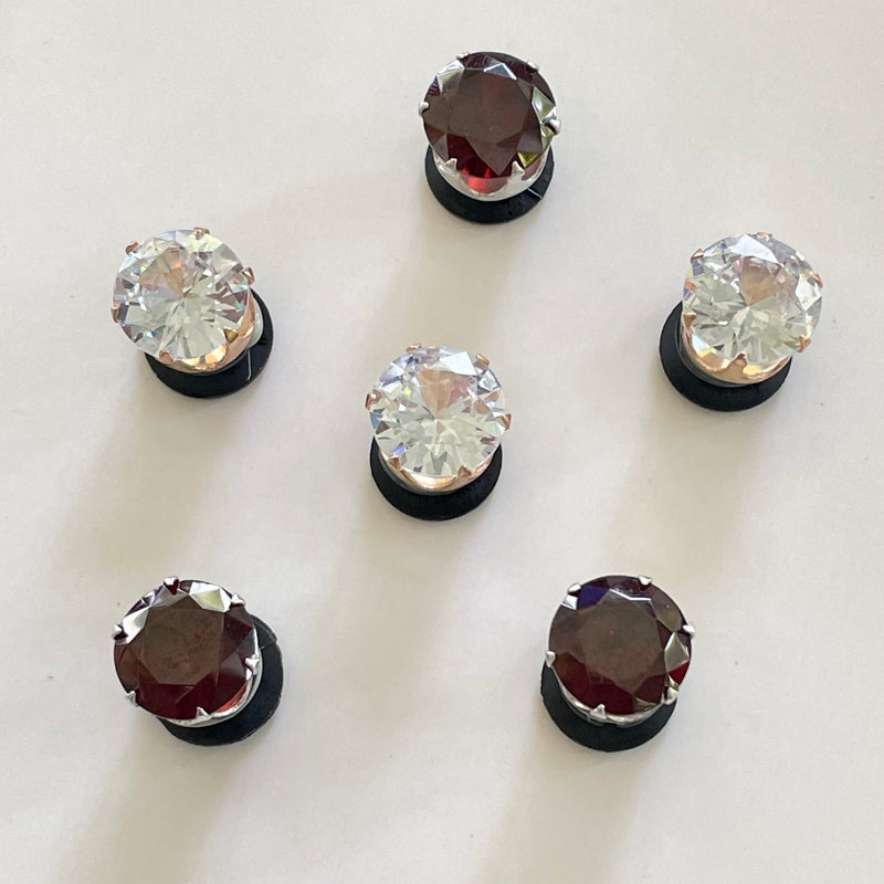 Red and White Rhinestone Set of Six