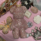 Pink Rhinestone Bear Shoe Charm